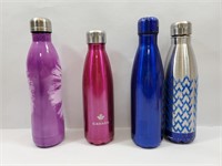 Lot of 4 Stainless Steel Water Bottles