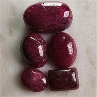 77.50 Ct Cabochon Ruby Gemstones Lot of 5 Pcs, Mix