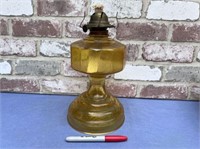 AMBER COLORED GLASS OIL LAMP