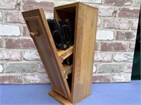 WOOD CABINET WITH KNIFE BLOCK & KNIVES