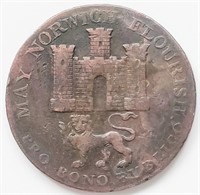 1792 Norfolk - Norwich 1/2 PENNY coin 29mm