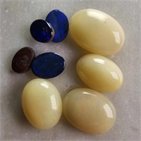 12.45 Ct White & Blue Opal Gemstones Lot of 8 Pcs,