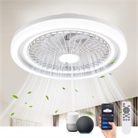 LED Flush Mount Ceiling Fan with Lights