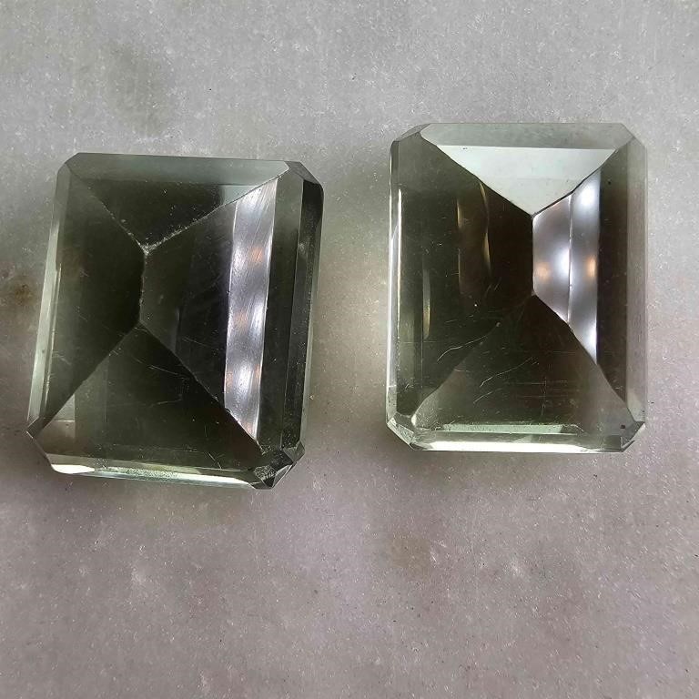 40.10 Ct Faceted Green Amethyst Gemstones Pair of