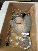 Box lot- glass picture cups etc