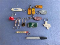 GROUPING OF VINTAGE ADVERTISING KEYCHAINS, 13 PCS