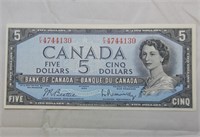 Canada $5 Banknote 1954 BC-39b Beattie - Rasminsky