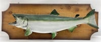 Large Vintage Taxidermy Salmon w/ Wood Wall