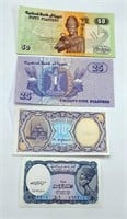 4 UNC Egyptian Notes 5, 10, 25 & 50 Piastres
