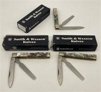 (3) Smith & Wesson Abalone Doctors Folding Knife