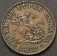 Canada PC-5D Bank of Upper Canada 1857 Half Penny