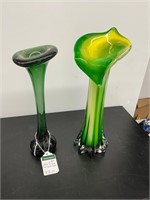 Dark green art Vase lot