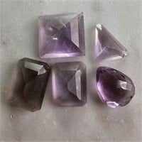27 Ct Faceted Amethyst Gemstones Lot of 5 Pcs, Mix
