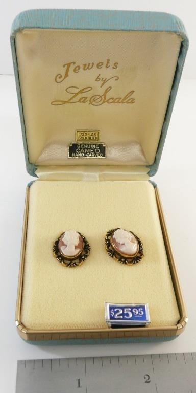 LaScala 12K Gold Filled, Cameo Earrings