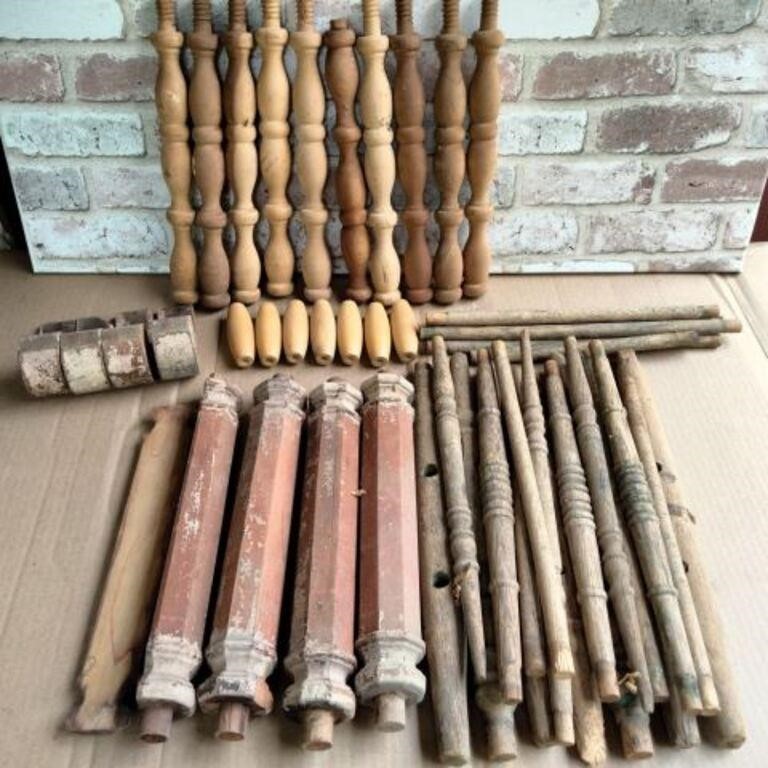 (3 BOXES) ASSORTED WOODEN SPINDLES