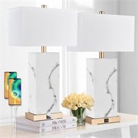 24" White Table Lamp Set of 2 Touch Control