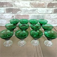 (12 PCS) GREEN & CLEAR PARFAIT GLASSES