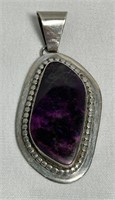 Sterling Pendant with Purple Stone, Signed