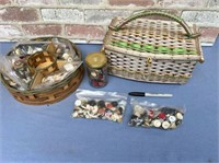 (2 BOXES) SEWING BOX & LARGE ASSORTMENT OF