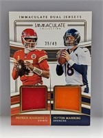 2023 Immaculate Dual Jersey Mahomes/Manning/49