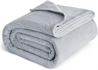 Bedsure Queen Fleece Blanket, Light Grey