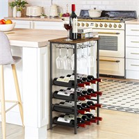 Rustic 16-Bottle Wine Rack Stand