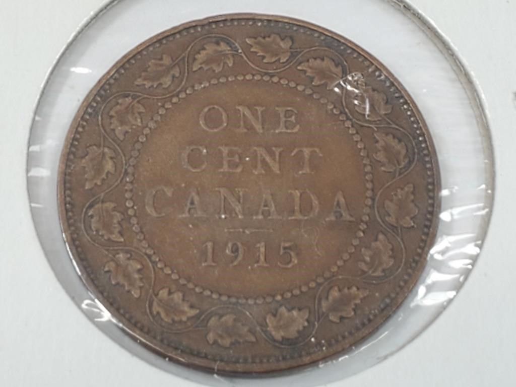 1915  Canadian Large Penny 1¢ Coin