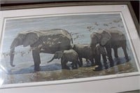 "Elephant Herd & Sandgrouse" Robert Bateman Art
