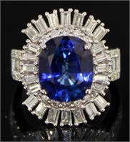 14kt Gold 10.27 ct Sapphire & Diamond Ring