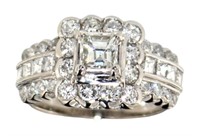 Platinum 1.55 ct Natural Asscher Diamond Ring
