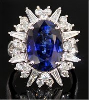 14kt Gold 10.27 ct Sapphire & Diamond Ring