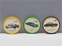 Jello Coin Tokens Old Cars Lot of 3
