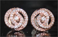 10kt Rose Gold Brilliant Diamond Swirl Earrings
