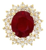 14kt Gold 14.35 ct Oval Ruby & Diamond Ring
