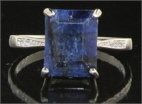 Genuine 4.13 ct Emerald Cut Sapphire Ring