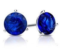 Round Brilliant 3.40 ct Sapphire Stud Earrings