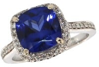 14k Gold 4.19 ct Sapphire & Diamond Ring