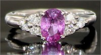 Platinum 1.47 ct GIA Pink Sapphire & Diamond Ring