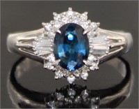 Platinum 1.27 ct Natural Sapphire & Diamond Ring