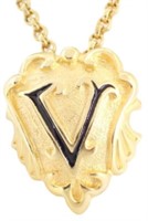 Valentino Gold Tone V Necklace