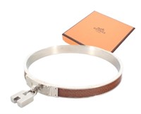 Hermes Brown Kelly H-Lock Bangle Bracelet
