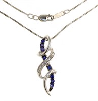 Quality Blue & White Sapphire Designer Necklace