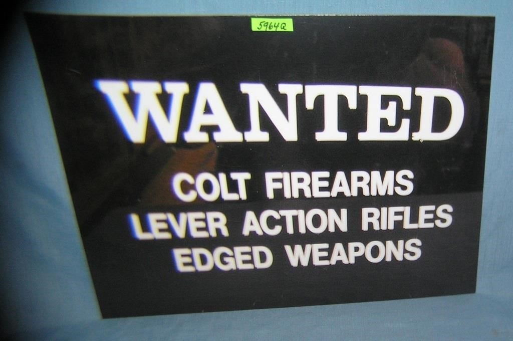 Wanted Colt firearms retro style advertising sign
