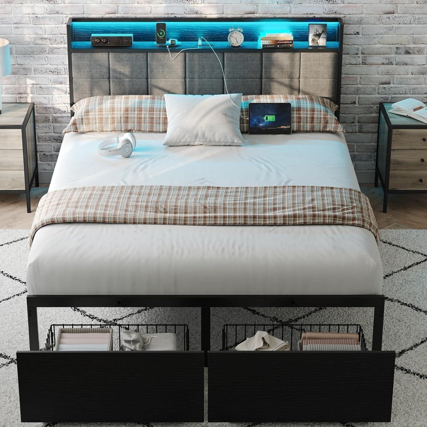 $149 - Full Size Bed Frame with Headboard and Stor