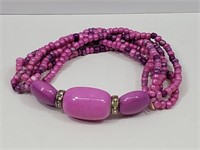 Multi Strand Purple Beaded Bracelet