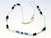 32" Sweater Necklace Crystal Beads  32"