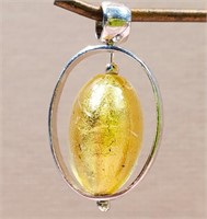 Art Glass Beaded Pendant Stamped 925