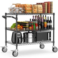 Heavy Duty 3 Tier Rolling Cart with Wheels, NSF