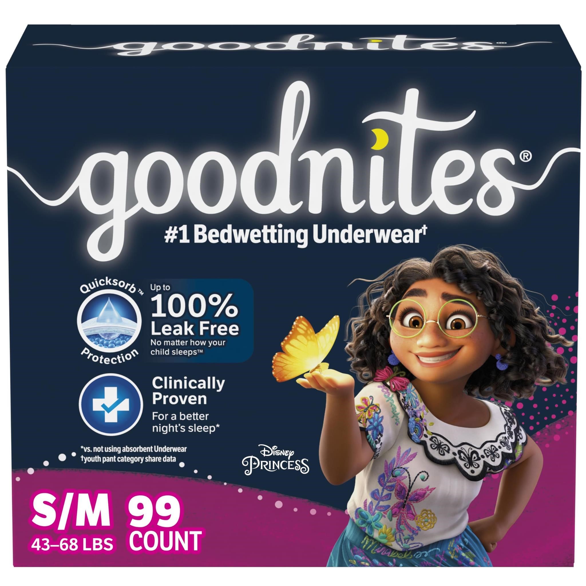 Goodnites Girls' Bedwetting Underwear, Size S/M