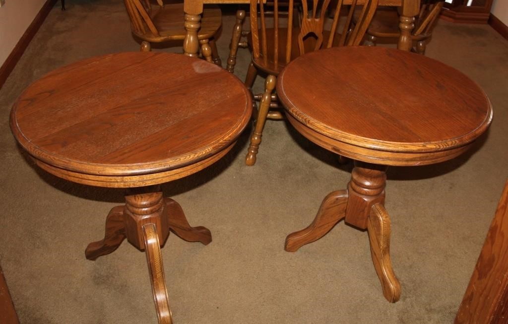 2 Tiger Oak Tables/Victorian Style